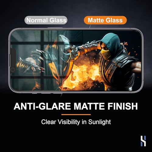 Image of Matte Tempered Glass for iPhone 13 | 13 Pro | 14 | 16e | 17e (6.1 Inch) Military Grade 9H Screen Guard, Anti-Scratch, Shatterproof, Edge-to-Edge Full Coverage - Black Border