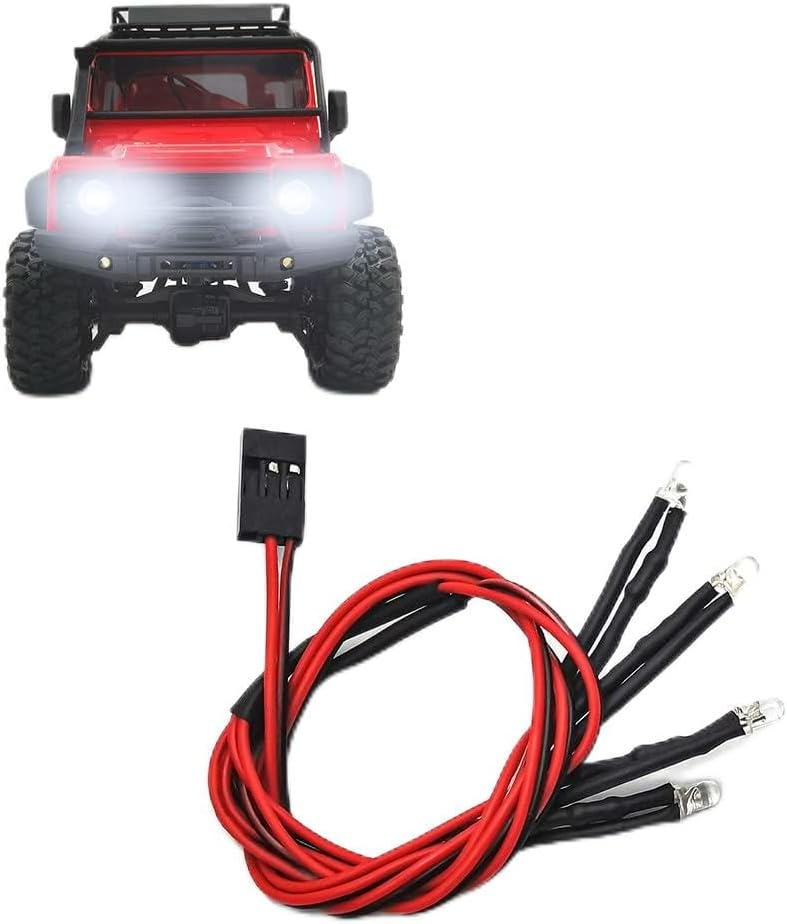 RCLIONS RC Car LED Headlights Taillight Front Rear Lamp White&Red for 1/18th TRX4-M RC Crawler Car Upgrades