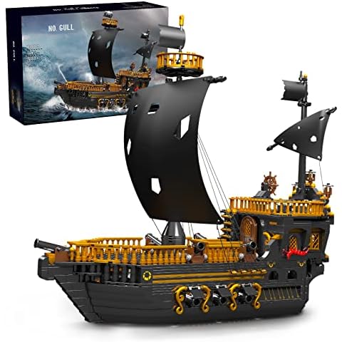 Mozewa 13083 Pirate Ship Building Blocks sets,Black Pirate Ship Model Building Kits,Pirate Brick Toy Set to Build,Creative Assembly Toy for Teens and Adult,1288Pcs Cover