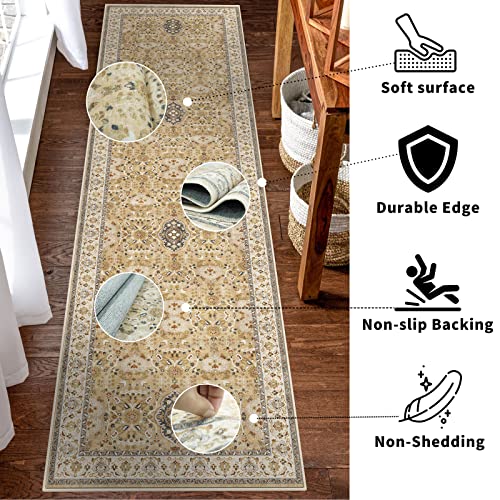 Youfortong Runners For Hallways Soft Kitchen Rug Non Slip Rug Runner With Rubber Backing For Bathroom Washable Non Shedding Farmhouse Runner Rug (Gold, 2X10) #TOP3