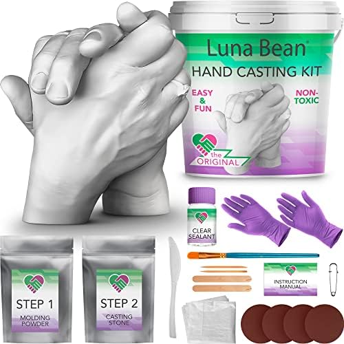 Luna Bean Hand Casting Kit Couples - Plaster Hand Mold Casting Kit, Unique Valentines Gift Ideas for Boyfriend Girlfriend, Gift for Her, Gifts for Him, Anniversary Husband Wife Date Night Activities