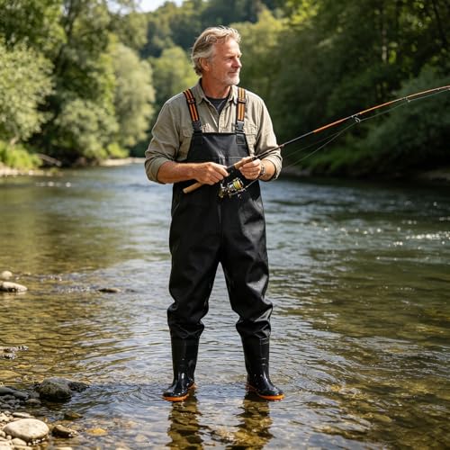 Vadeadores para pesca con mosca en ríos de montaña con overol impermeable ligero 4