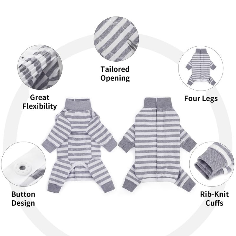 Image of Dog Surgery Recovery Suit for Small Dogs, 4-Legged Dog Onesie After Surgery with Back Snaps, Breathable Cotton Spay and Neuter Bodysuit for Female and Male Dogs