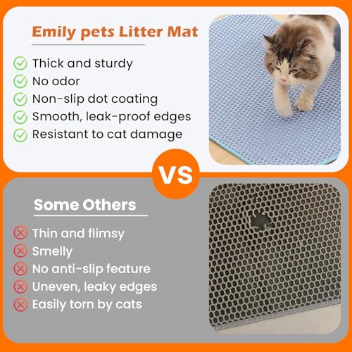 Image of Emily Pets Cat Litter Mat | Double Layer Honeycomb Design with Large Holes | Waterproof, Non-Slip & Easy to Clean