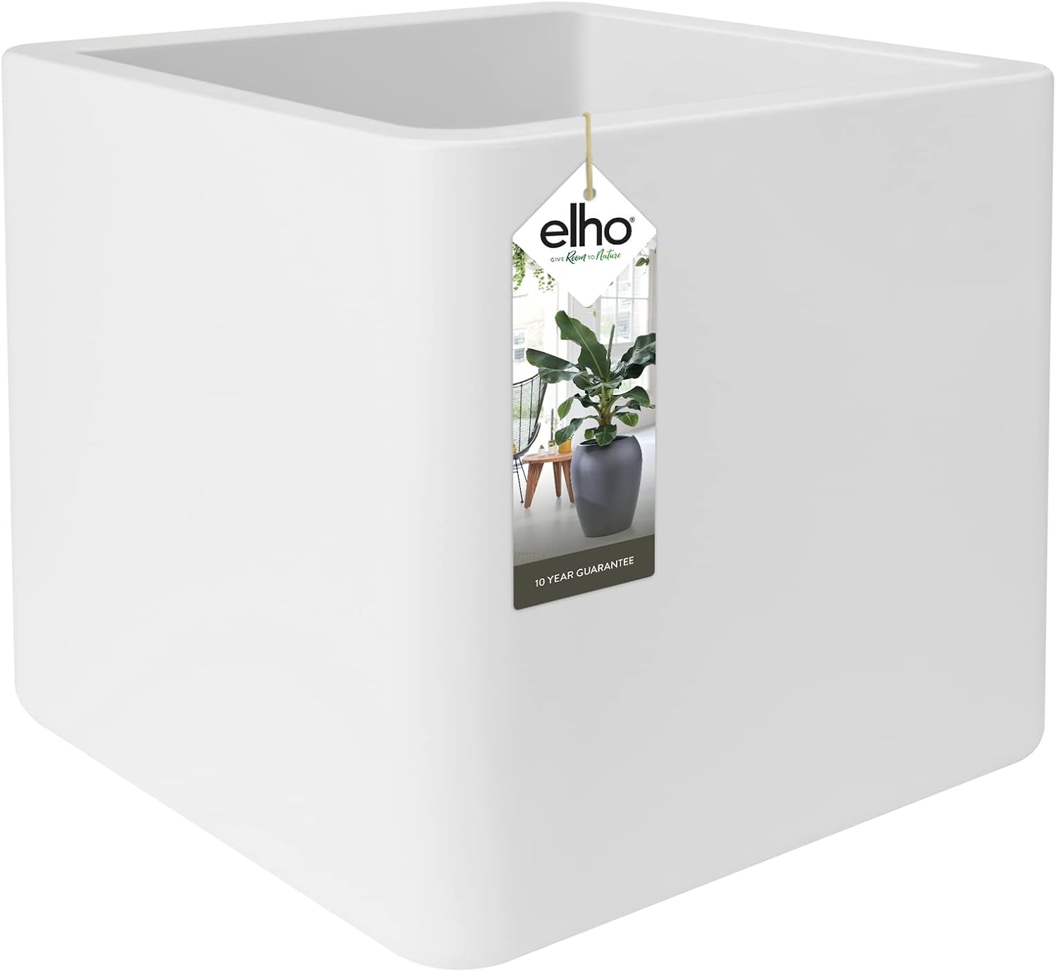Elho Pure Soft Brick Macetero con Ruedas, 23 litros, Blanco, 40 cm