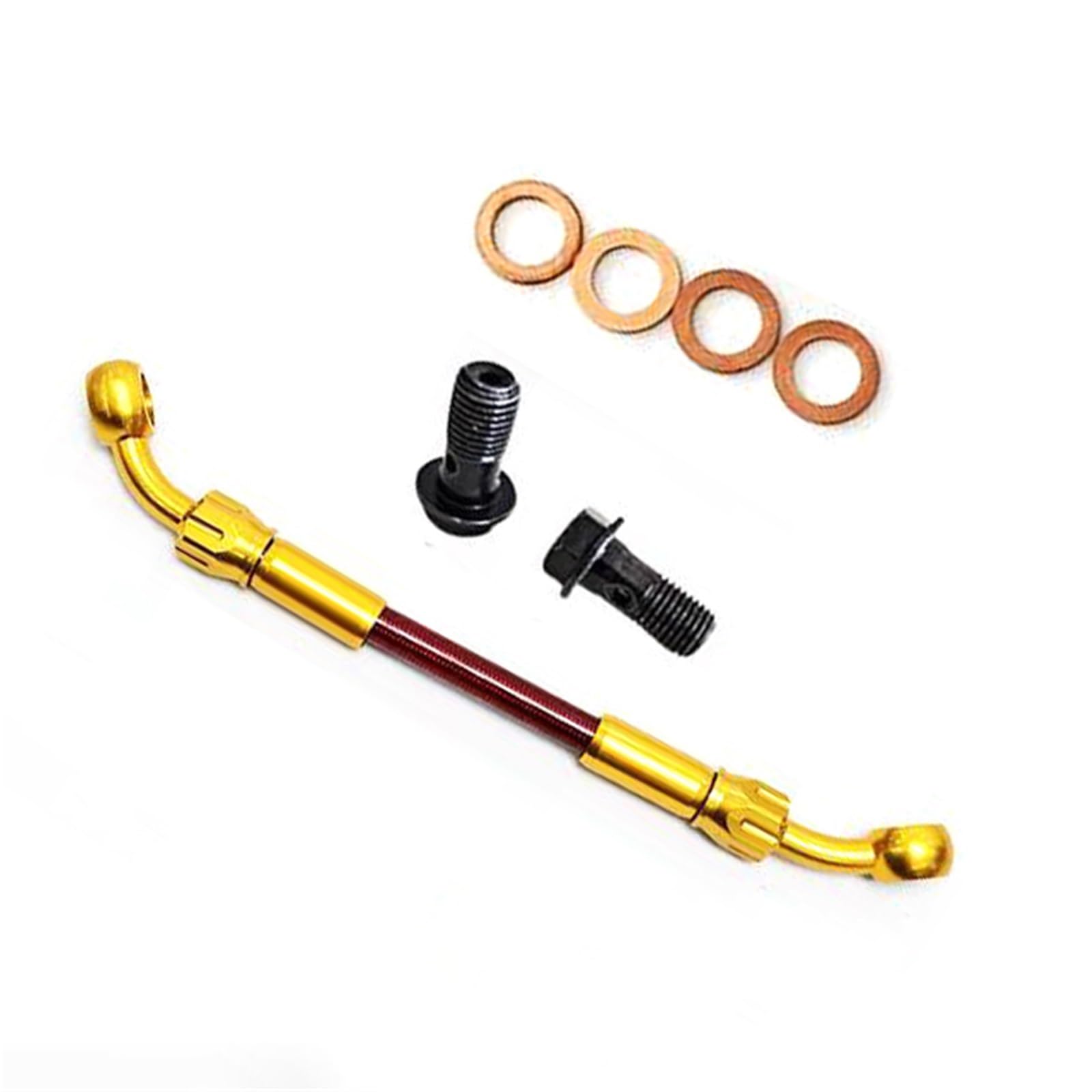 Shqxd One Color Hydraulic Brake Hose 28°-28° Motorcycle Hydraulic Clutch Tube Master Cylinder Brake Hose Fittings Red Braided Oil Pipe An3 Accessories(2500Mm)