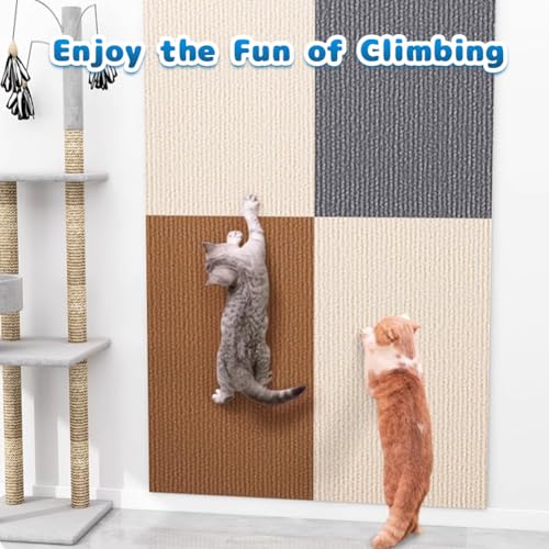 Alfombrilla Rascadora Adhesiva para Gatos, Alfombra de Escalada DIY para Poste Rascador de Gatos, Almohadilla Protectora de Muebles Recortable contra Arañazos de Gatos para Pared y Sofá (Gris - imagen 6