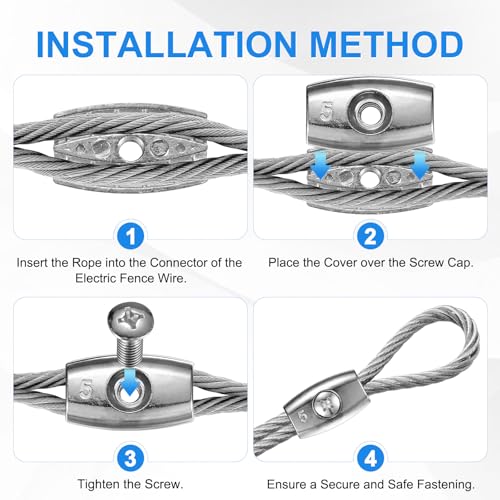 Connecteur corde électrique clôture serre-câble robuste pour fil animaux 6 mm