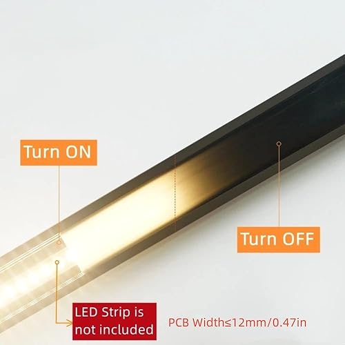 Miniatura 3 de Paquete de 10 canales de aluminio LED en forma de U de 3.3 pies con cubierta negra, tapas de extremo y clips de montaje, perfil de aluminio para