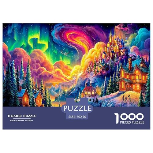 Puzzle de 1000 piezas relajante para combatir el estrés con un paisaje nocturno invernal