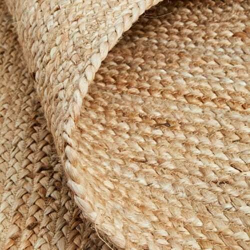 Image of Handmade Natural Jute Cotton Natural Fibers Floor /Door Mat Rugs Furnish Decor Striped Rectangular Design Carpet for Bedroom Living Room (JUTE003, 2x3-Runner)