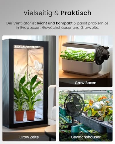 Uhngw Oszillierender Lüfter Mit Klemme - 2 Geschwindigkeitsstufen 25W Für Gewächshaus