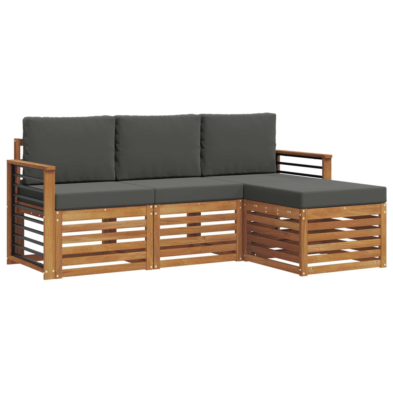 Salon de jardin 4 pièces en acacia modulable pour aménager un petit balcon