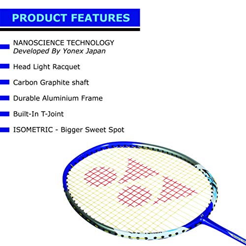 Image of YONEX Nanoray 7000I G4-2U Aluminum Badminton Racquet with Full Cover (Blue) & YONEX Mavis 500 Super Nylon Shuttlecock Made in Japan - Pack of 6 (Yellow)