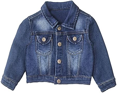ZL Magic Baby Boys Girls Denim Jacket Long Sleeve Button Down Jeans Coat Kid Cowboy Overcoat Basic Casual Outwear (4 Years, Blue Jacket 02)