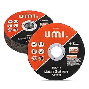 Amazon Brand – Umi Cut Off Wheels 20-Piece, Metal and Stainless Steel Cutting Discs, 115mm x 1.2mm x 22mm for Angle…