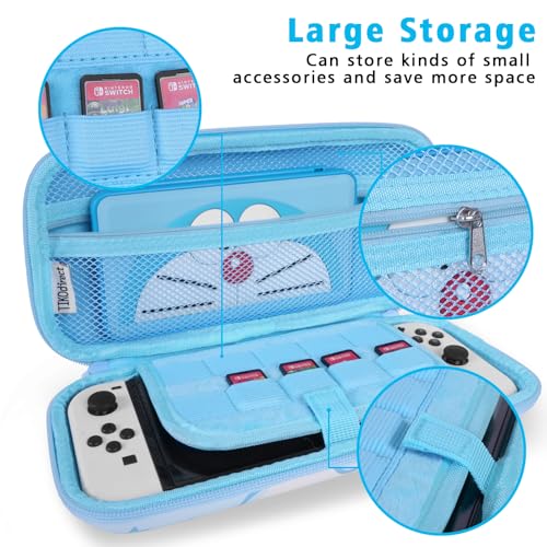 Image of TIKOdirect Carrying Case for Nintendo Switch & OLED Mode, Cute Portable Travel Bag with 10 Game Card Slots Inner Storage Bag for Nintendo Switch Console Joy-Con & Accessories, Blue