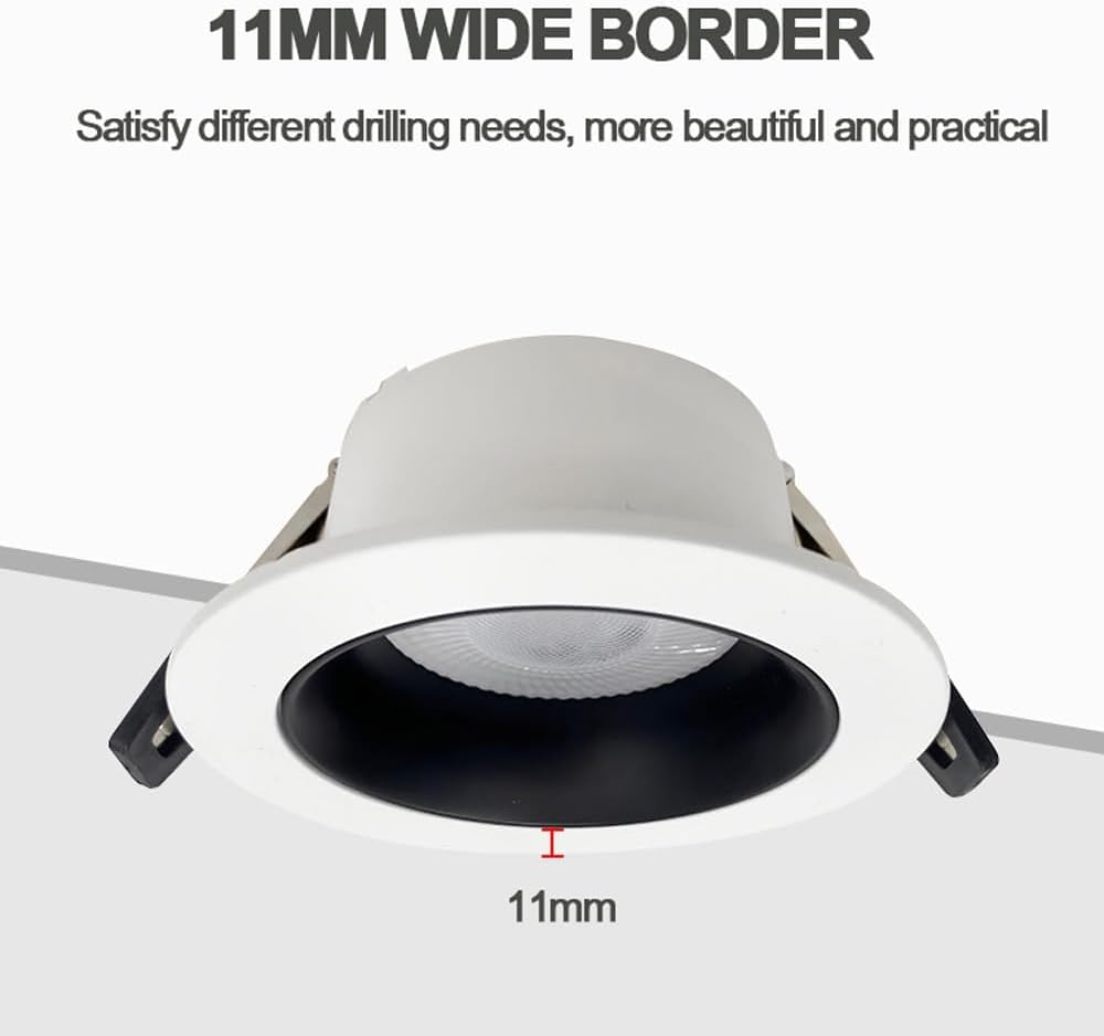 XBTGS Confezione da 5 faretti LED da incasso rotondi ultra sottili con copertura, 18 W, illuminazione da incasso sottile, in lega di alluminio, Instal, Dark