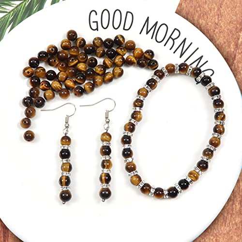 TOAOB 100pcs Natural Stone Beads 8 mm Natural Yellow Tiger Eye Round Stone Loose Beads for Jewellery Making DIY Bracelets Necklaces Crafts - Image 4