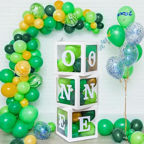 Image of Rozi Decoration inchONE inch Cardboard Balloon Box Set - 3-Pack White 1st Birthday Party Supplies
