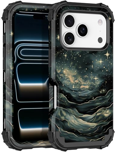 LONTECT for iPhone 17 Pro Case Glow in the Dark Three Layer Heavy Duty Shockproof Hard PC+Soft Silicone Rugged Full Body Protective Case,Dark Night - image 1