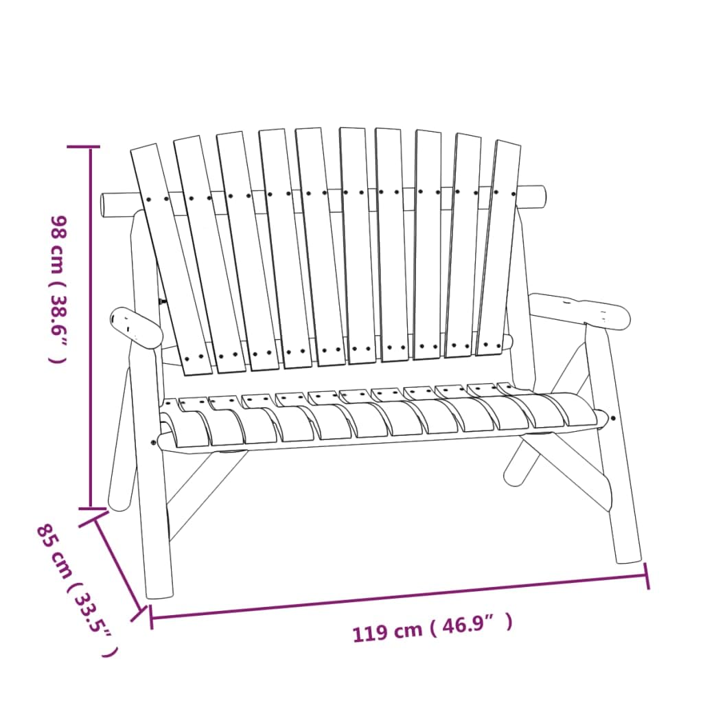 Panca da Giardino 2 Posti in Legno Massello Abete 119x85x98 cm | Seduta ergonomica con schienale stile Adirondack e braccioli, ideale per arredare la terrazza o il patio esterno.
