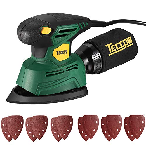 TECCPO Ponceuse Vibrante, Ponceuse de Détail Professionel, 130W, 14,000 RPM, 12pcs...