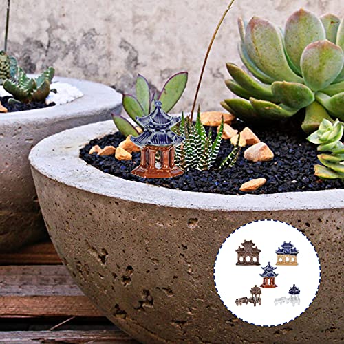 Yardwe 5Pcs Miniature Pagoda Statue Fairy Garden Figurines Zen Garden Pagoda Chinese Zen Asian Decor Bonsai Decoration Miniature Garden Accessories ( Assorted Color ) #TOP4