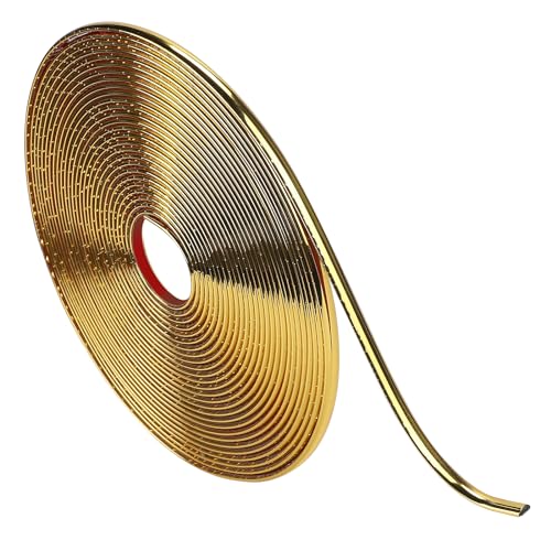 efuturetime 12m Flexible Zierleiste Selbstklebend Wand Gold, 8mm Breit, Schmale Stuckleisten Glänzend Selbstklebend, Leiste Dekorative für Fliesenkante, Bilderrahmenränder, Schrankkanten