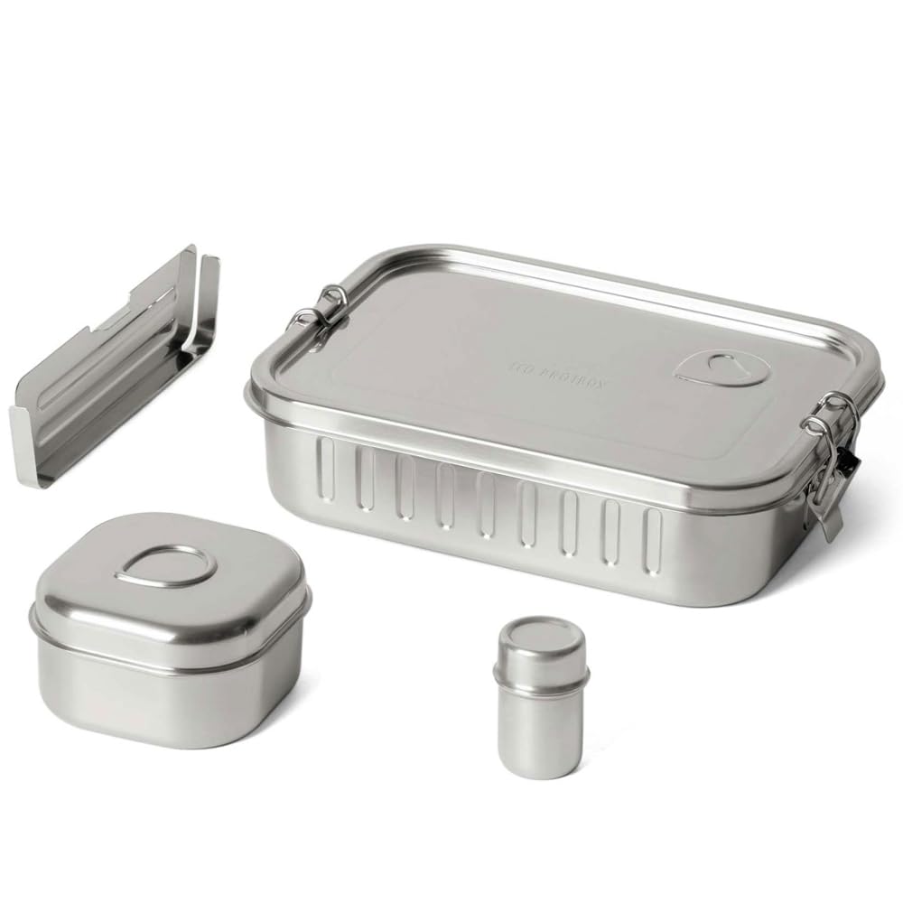 Marmita - Brotdose mit Fächern 3er set - Gewinner des Red Dot Award - Lunchbox aus Edelstahl - BPA-frei und auslaufsicher - spülmaschinenfeste Vesperbox