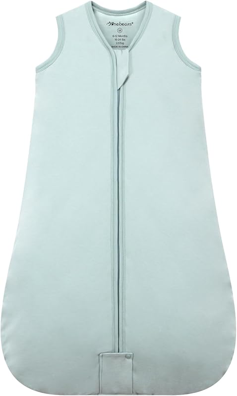Mosebears Baby Winter Sleeping Bag, 2.5 Tog, Cotton, for Various Sizes from Birth to 24 Months (Calm Sage, 12-18 Months)