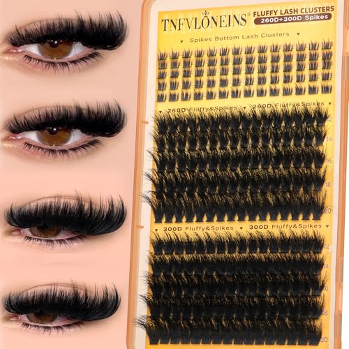 Fluffy Eyelash Clusters with Spikes Bottom Lash Clusters 260D+300D Cluster Eyelash Extensions Thick Individual Lashes Clusters Mink Lashes Extension Volume Eye Lash Cluster by TNFVLONEINS