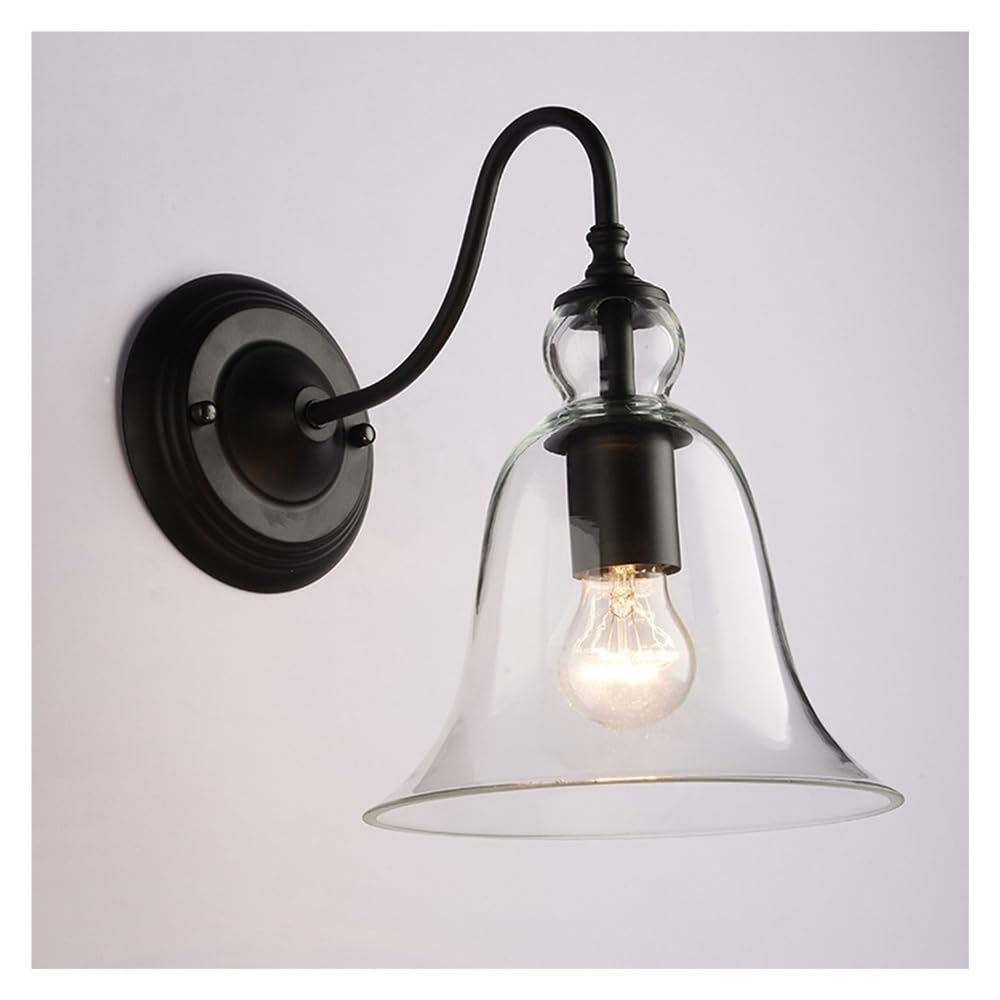 SXECAEPS Retro Bathroom Wall Sconces Nordic Gooseneck 1-Light Vanity Lamp Industrial Hardwired Clear Glass Shade Light for Living Room Bedroom
