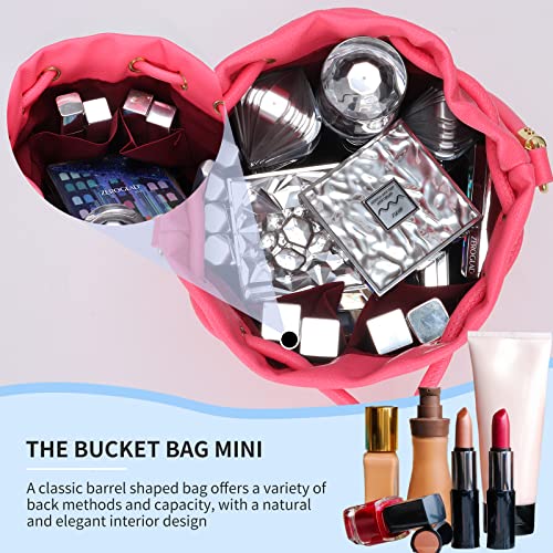 Image of JQAliMOVV Mini Leather Bucket Bags for Women Drawstring Bucket Purse Crossbody Handbags Hobo Bag