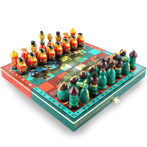 AEVVV Juego de ajedrez tradicional ruso Samovar 32 piezas 2 jugadores 12+