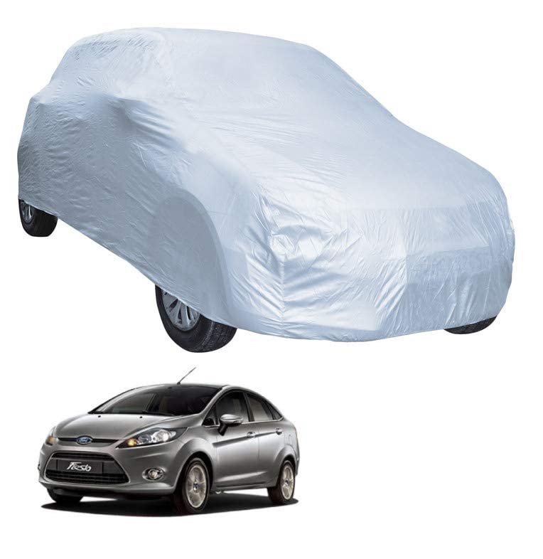 Image of Auto Hub Car Cover Compatible with Ford Fiesta with Weather Proof, Triple Stitched, Fiesta Car Cover- Plain Silver
