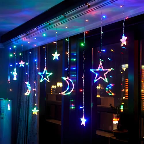 CNMTCCO Weihnachtsbeleuchtung Fenster Innen, Sterne Mond...