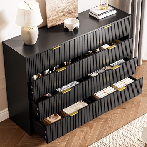 image for MAISONARIA 3-Piece Dresser Bedroom Set, 8 Drawer Dresser & 3 Drawer Ni