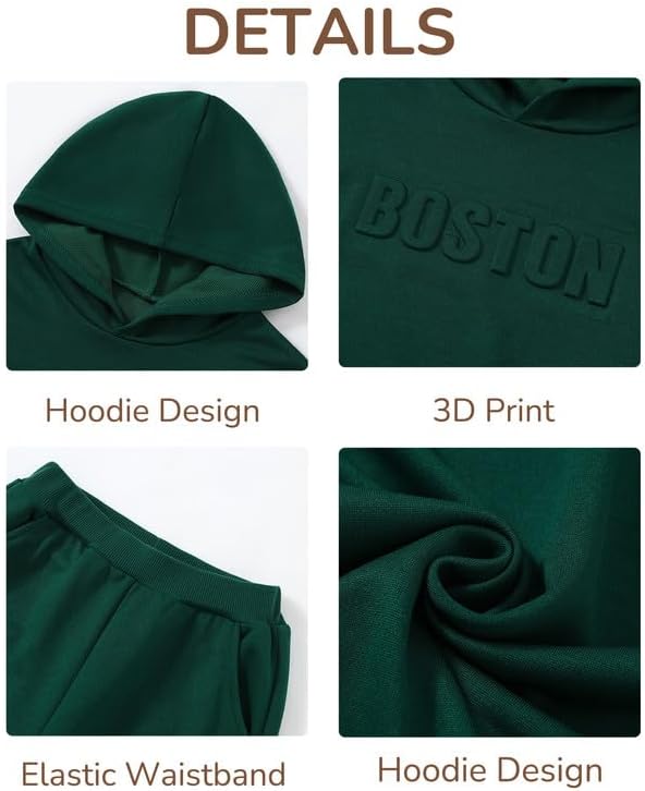 Boys Clothes Hoodie Sweatshirt & Pant Fall Winter Outfit Set 8-12Y
