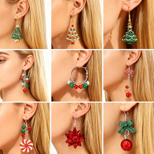 Pendientes de Navidad cómodos de pan de jengibre y reno para piel sensible 2