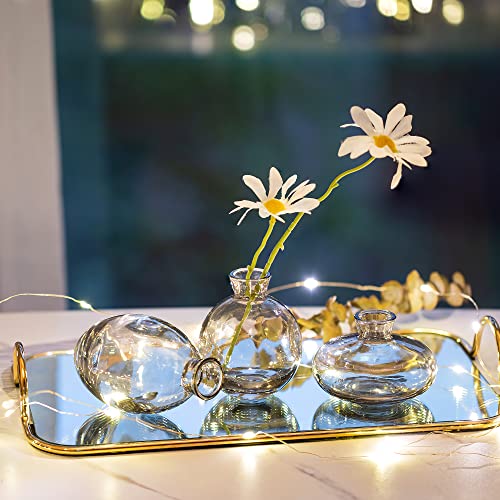 Bud Vases 3Pcs/Set Small Vases Handmade Cute Gray Small Vases for Flowers Centerpieces Glass Vases Mini Vase Home Decor Centerpieces, Events Table Decor - Image 3