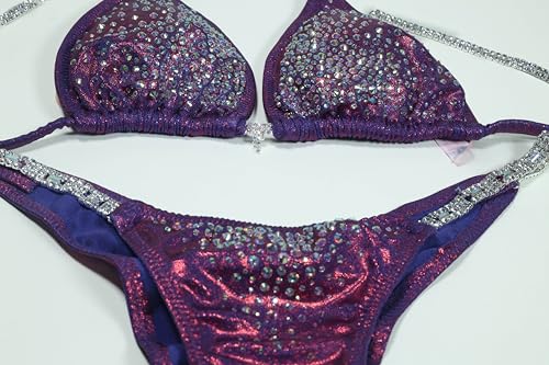 Purple Grape Women's Competition Bikini Set, Top: A/B and C/D, Bottom Hip Size: S 28-31, M 32-34, L 34.5-36 Inches2