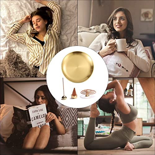 Abxlniu Brass Incense Stick Holder With 5.5 Inch Large Ash Catcher Plate Small Size 3 Styles Incense Burner For Yoga, Home Fragrance Decoration,5.5' 3 Style #TOP7