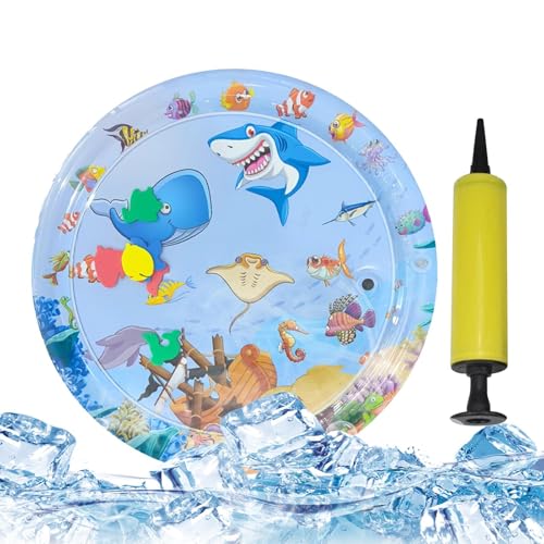 猫の水感覚マット、猫用の水マット,動物のデザインの猫のおもちゃマット - PVC濃縮されたインフレータブルパッド、犬のペットの濃縮、水遊び