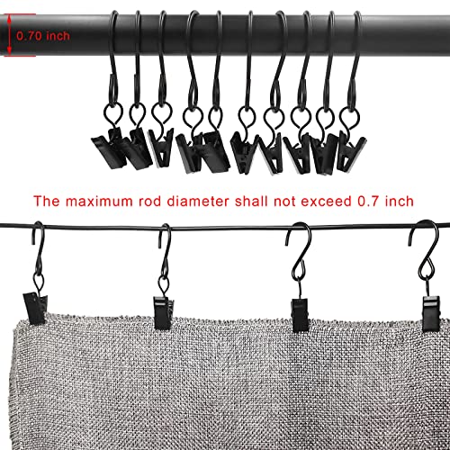 Amzseven Stainless Steel S Hooks Curtain Clips, 50 Pack Hanging Party Lights Clips, Hangers Gutter Photo Camping Tents, Art Craft Display, Garden Courtyards Decoration, 3 Inch Long Black #TOP3
