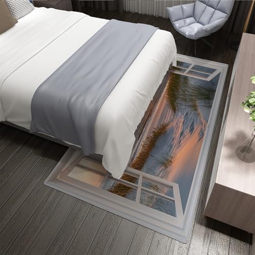 Tapis 140x200cm lavable en machine avec effet fenêtre 3D