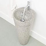 Länge: 40 cm wohnfreuden Terrazzo Waschtischsäule 40 x 90 cm grau schwarz Säulenwaschbecken Stein Standwaschbecken