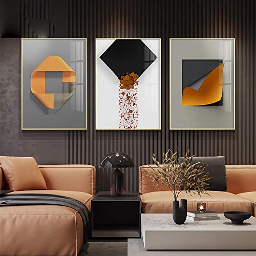 Cuadros abstractos geométricos para salones que necesitan luminosidad y color naranja moderno