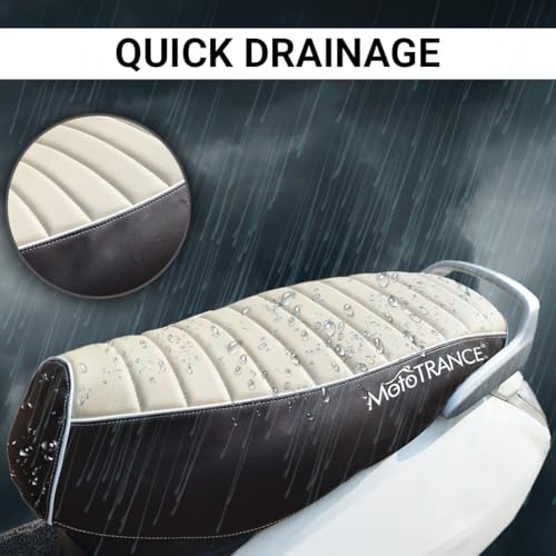Image of Mototrance Beige Brown | PU Leather Designer | Anti-Slip | Waterproof | Ergonomic Design | Custom Fit | Bike Scooty Seat Cover | MTSC-301-BEBR | Compatible with Bajaj Avenger 220 DTS-i
