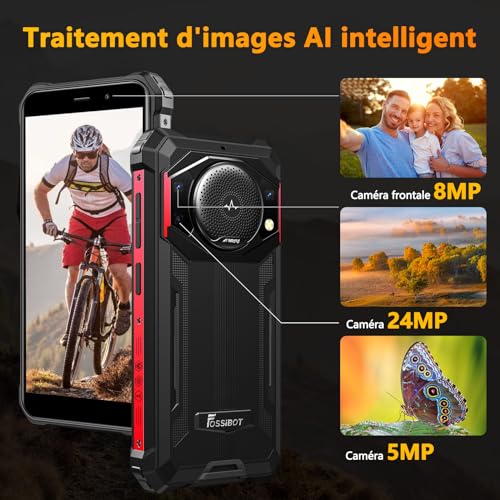 Image of FOSSIBOT F101P Rugged Call Phone Unlocked,Waterproof Smartphone,7+64GB+1TB Storage,4G Dual SIM OTG Octa-core 18W10600mAh 123dB Loud Volume Phone 5.45 inch 24MP+8MP Camera,2026 Red